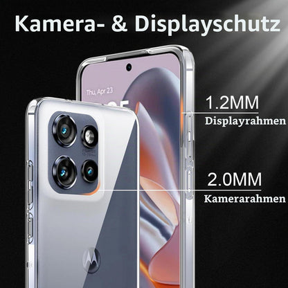 Transparente Handyhülle Motorola Edge 50 Neo/60 Neo mit Glasfolie