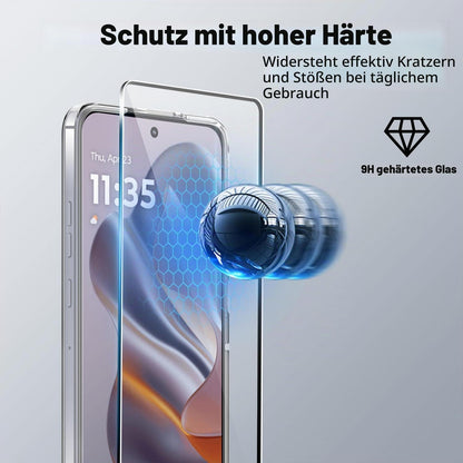Transparente Handyhülle Motorola Edge 50 Neo/60 Neo mit Glasfolie