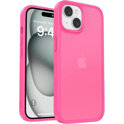 iPhone 15 Hülle transluzent matt Rose Rot mit Schutzfolie