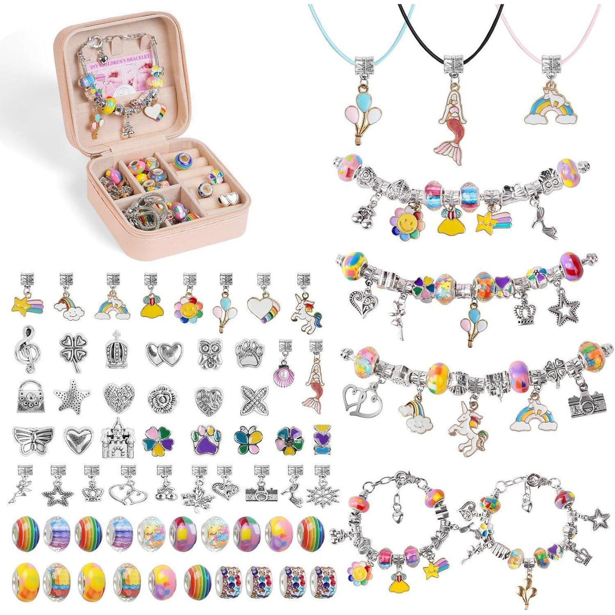 Bastelset Schmuck für Mädchen ab 6 Jahre - DIY Armbänder & Halsketten