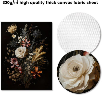 Blumenwandbilder Vintage Schwarze Botanische Moody Leinwand Poster