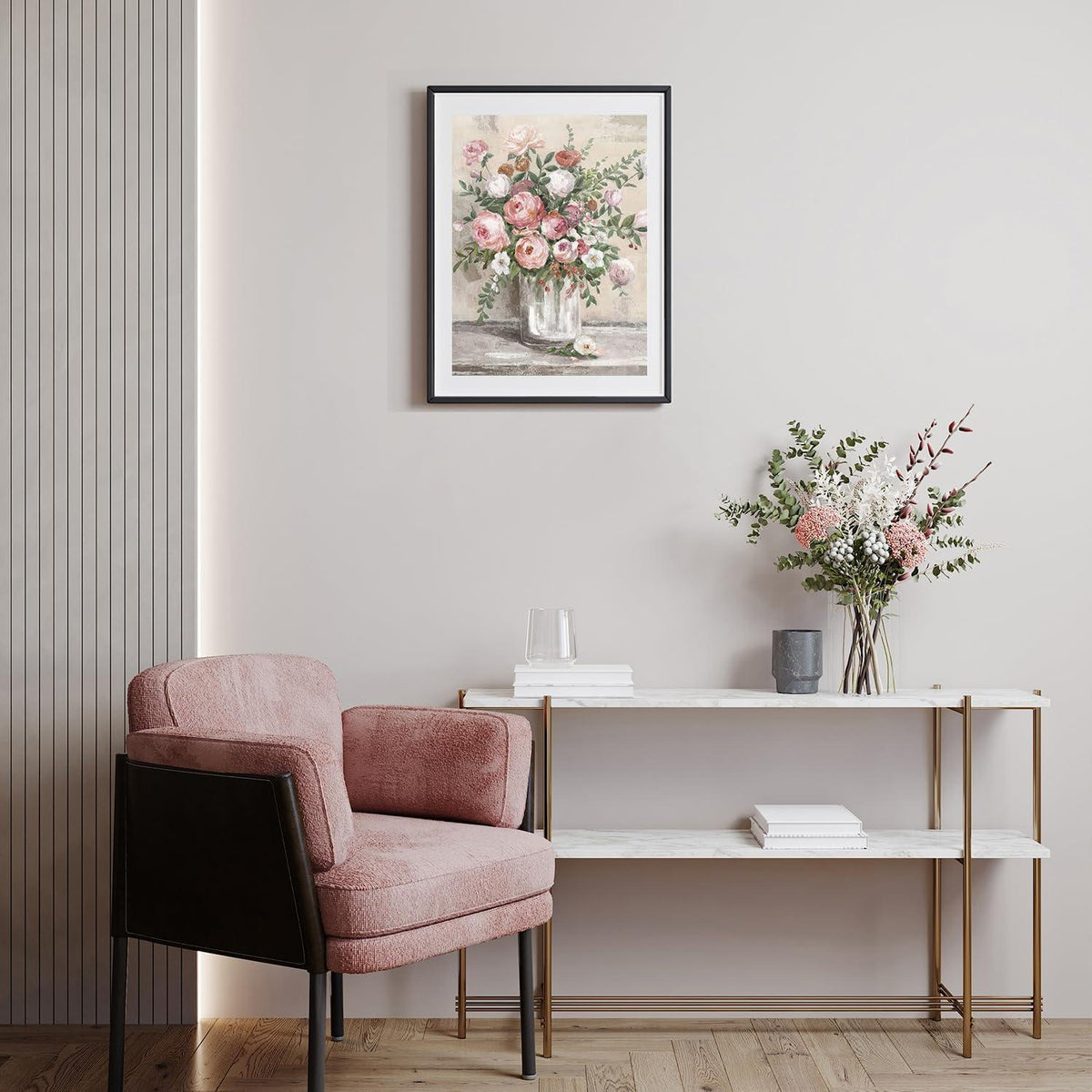 Vintage Blumen Leinwand Poster Bauernhof Stillleben 30x40 cm