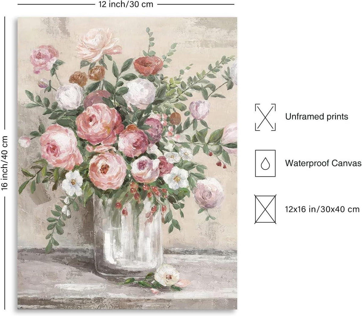 Vintage Blumen Leinwand Poster Bauernhof Stillleben Drucke 30x40 cm