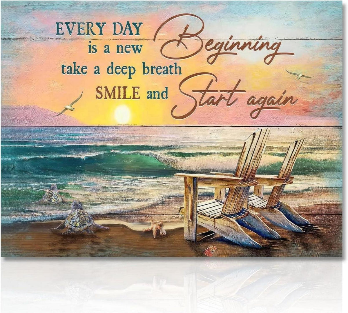 Meeresschildkröte Strand Leinwand Poster Inspirierendes Zitat 30x40 cm