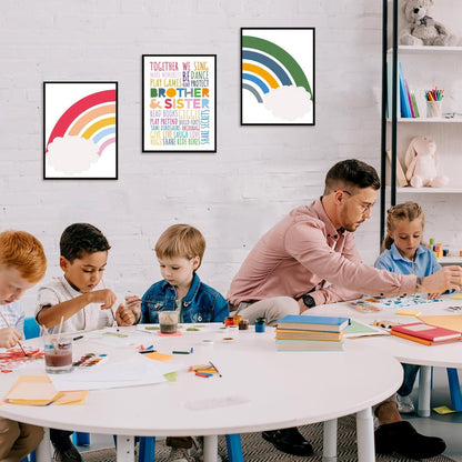 Regenbogen Familien Zitat Poster Set Kinderzimmer Deko 3er