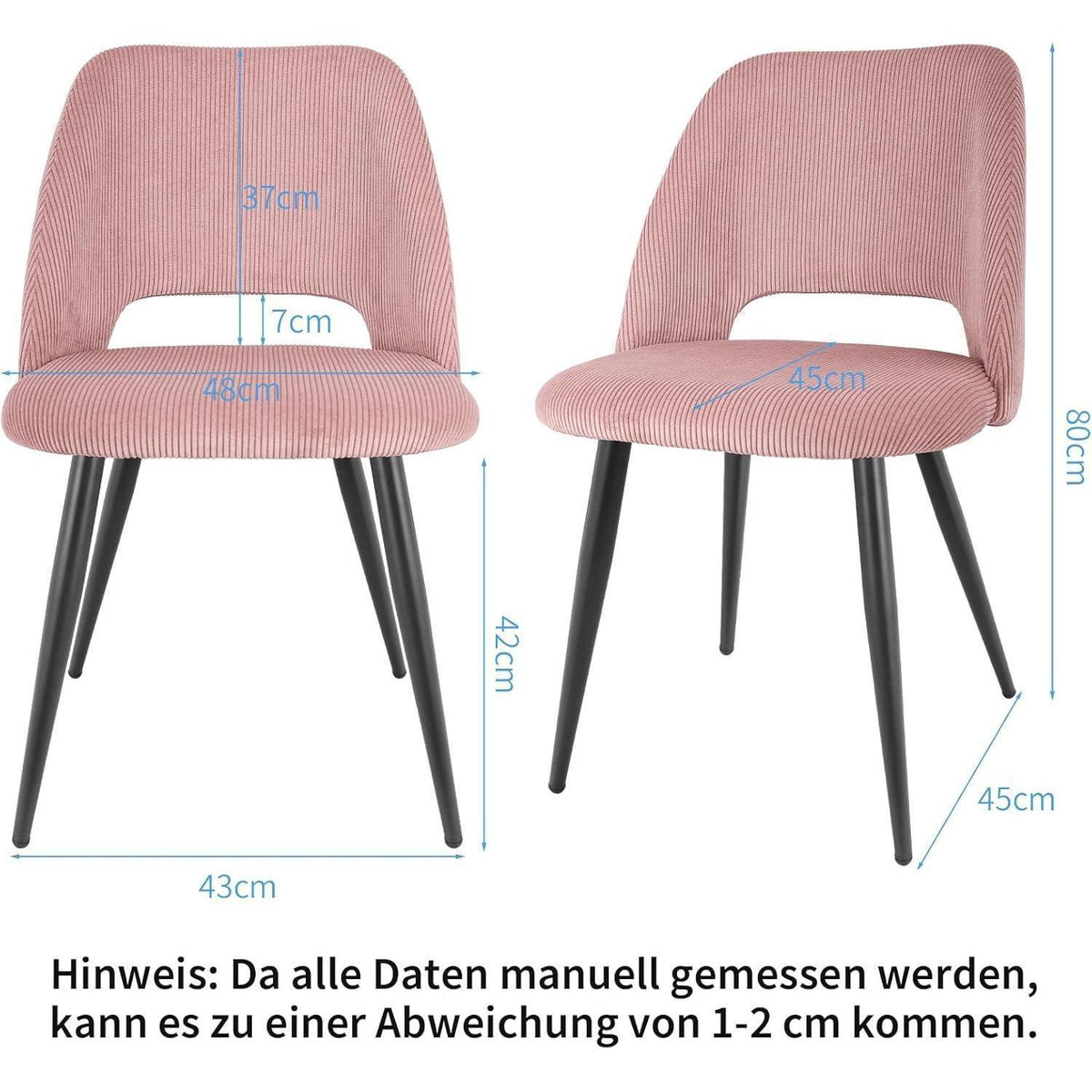 Esszimmerstühle 2er Set Samt Rosa – Modern & Komfortabel