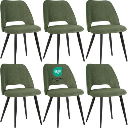 Esszimmerstühle 6er Set, Samt, Grün – Gepolsterte Stühle für Küche & Wohnzimmer