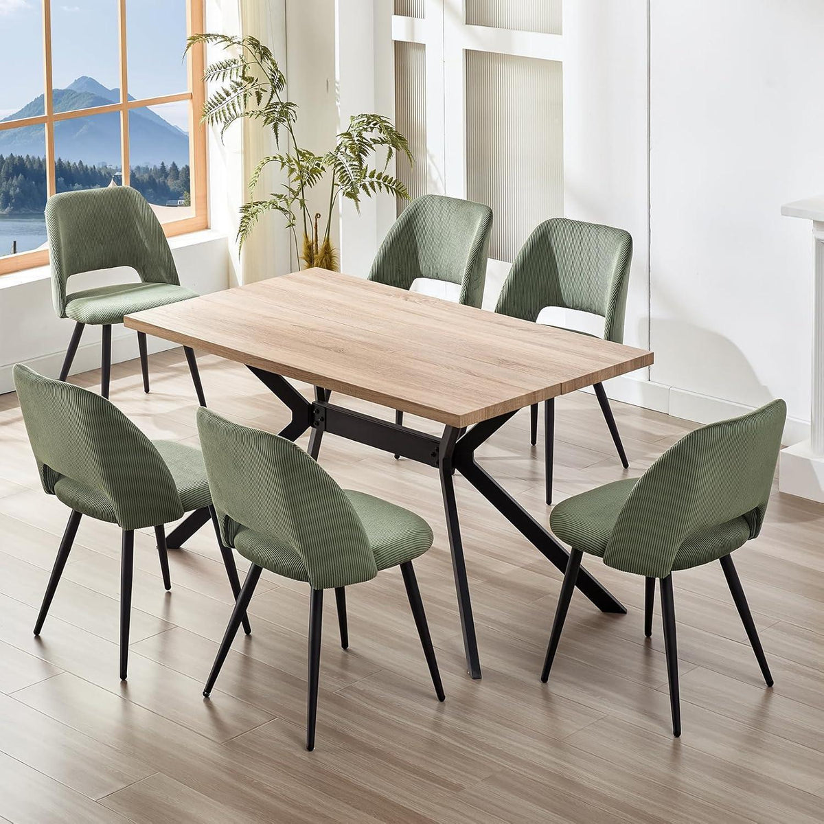 Esszimmerstühle 6er Set, Samt, Grün – Gepolsterte Stühle für Küche & Wohnzimmer