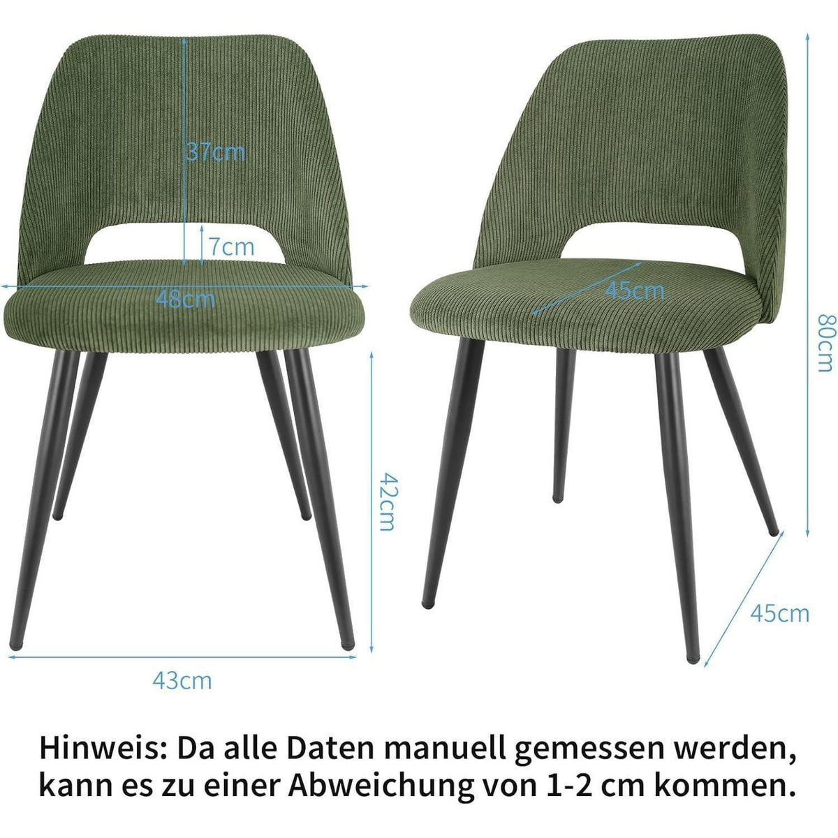 Esszimmerstühle 6er Set, Samt, Grün – Gepolsterte Stühle für Küche & Wohnzimmer