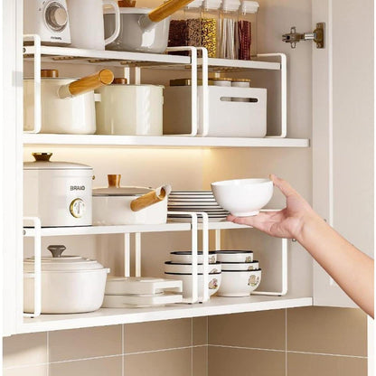 Küchenschrank Organizer mit Anti-Rutsch Matte, 2 Stück, Weiß