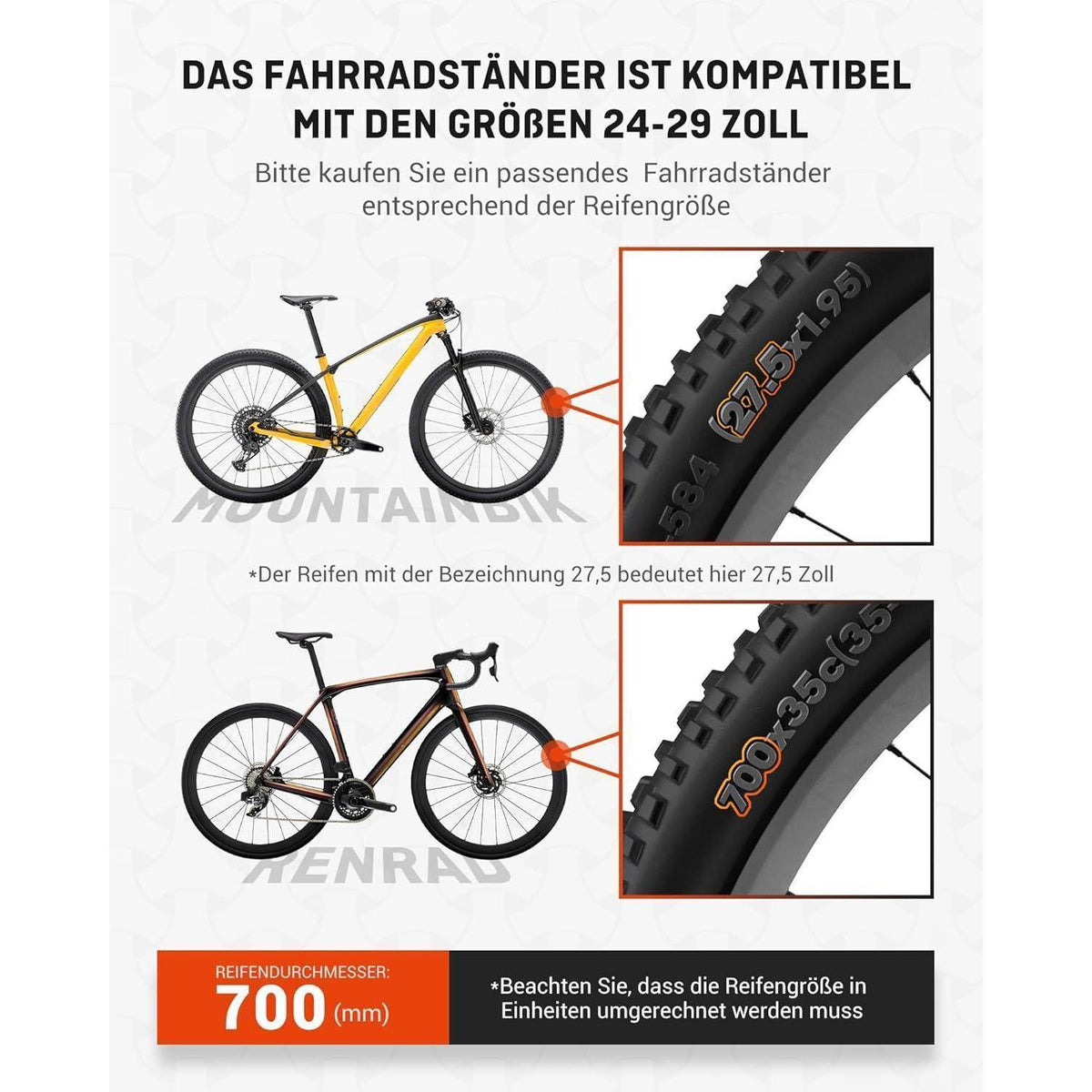 Verstellbarer Fahrradständer für E-Bike & MTB 24-29 Zoll