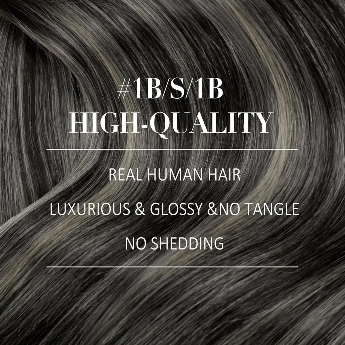 Echthaar Extensions Nanoring Ombre Schwarz Silber 50cm