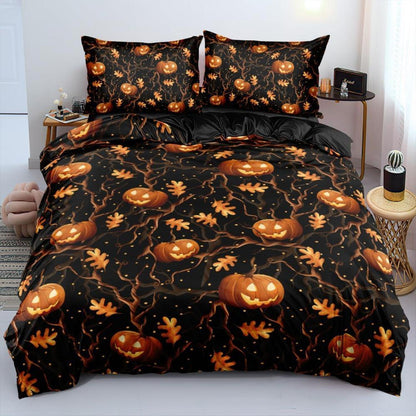 Halloween Bettwäsche-Set 135x200 cm, 4-teilig mit Kürbis-Motiv