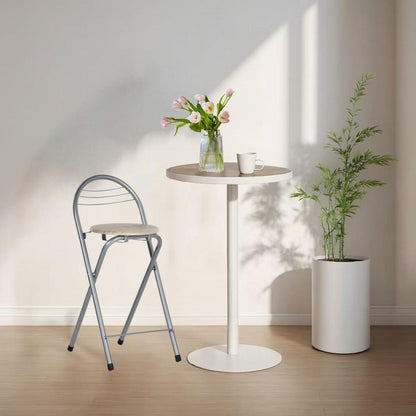 Klappbarer Barhocker Holzoptik & Silber – 61cm Sitzhöhe