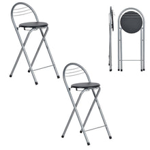 Klappbarer Barhocker 2er Set – Schwarz & Silber, 61cm Sitzhöhe
