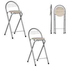 Klappbarer Barhocker 2er-Set – Holzoptik & Silber, 61cm Sitzhöhe