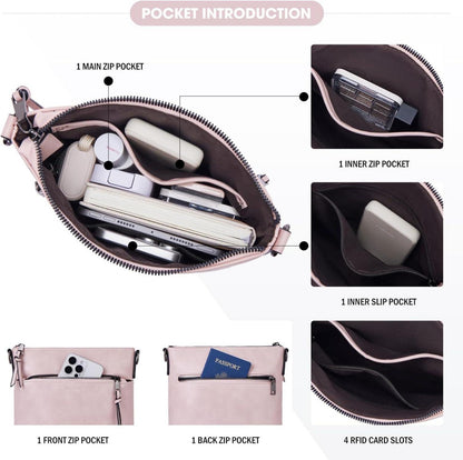 Mittelgroße Damen Umhängetasche aus Veganes Leder, Crossbody Bag