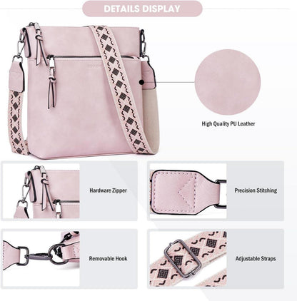 Mittelgroße Damen Umhängetasche RFID Crossbody aus Veganleder Schwarz