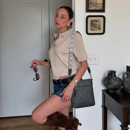 Damen Umhängetasche Leicht Veganes Leder Crossbody Tasche