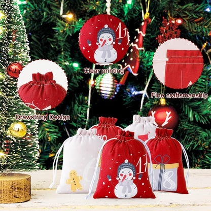 Adventskalender zum Selber Befüllen, Stoffsäckchen Set