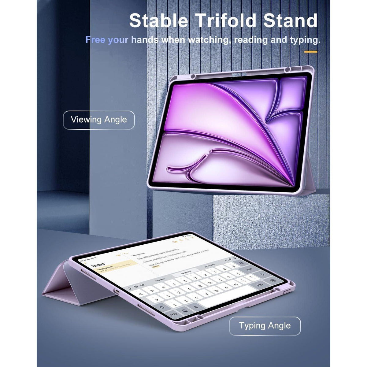 iPad Air 13 Hülle mit Stifthalter, Klar & Schlank, Lila