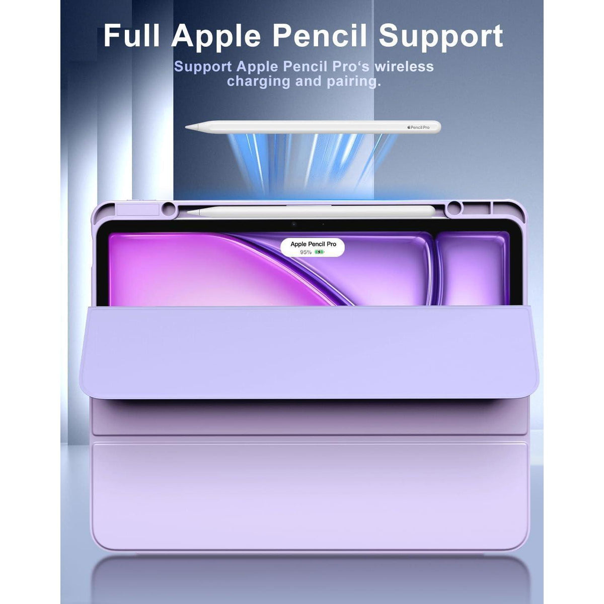 iPad Air 13 Hülle mit Stifthalter, Klar & Schlank, Lila