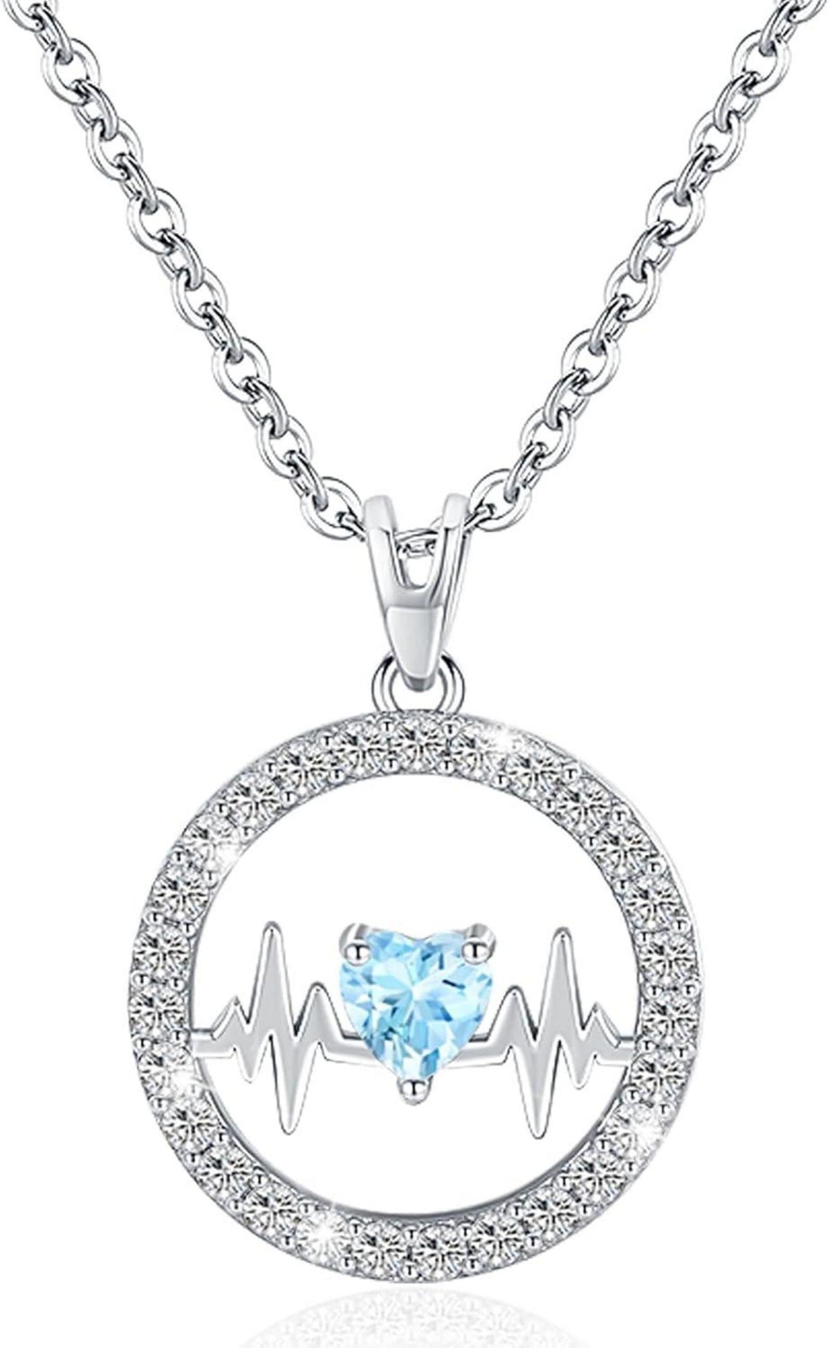 Herzschlag-Halskette 925 Silber AAAAA CZ Anhänger Geschenk für Frauen