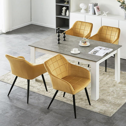 Samt Esszimmerstühle 4er Set – Tulpengold, Bequem & Robust