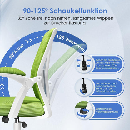 Ergonomischer Bürostuhl mit Lendenwirbelstütze und Grüne
