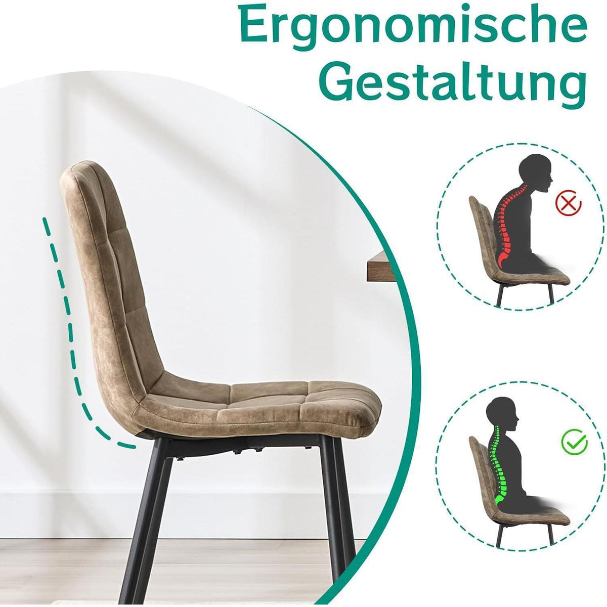 LEWE Esszimmerstühle 4er Set, Braun in Lederoptik