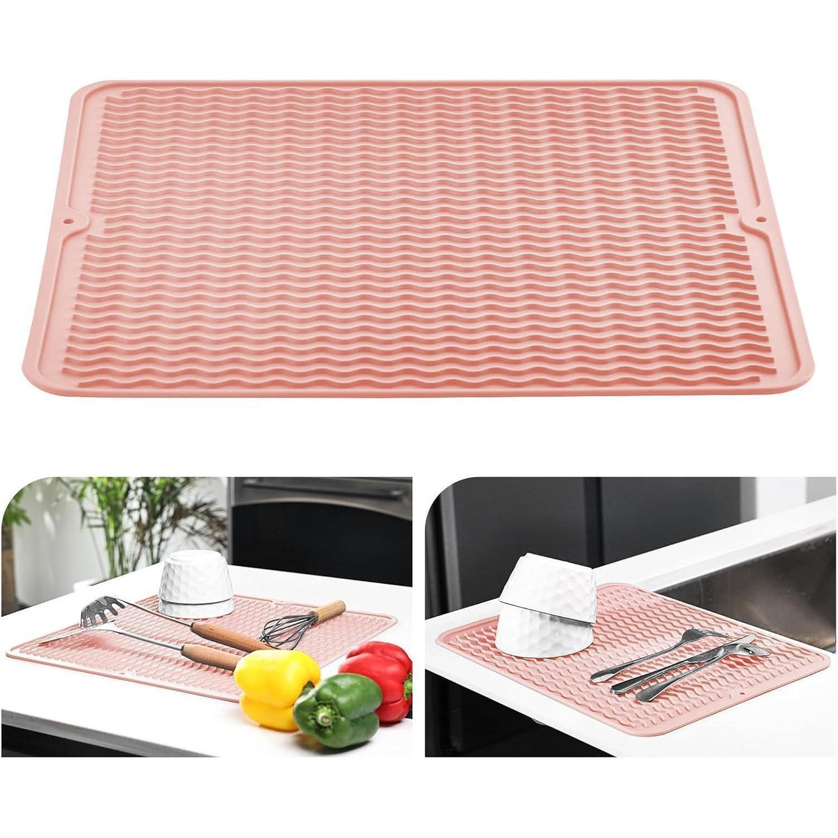 Silikon Abtropfmatte 30x40cm – Hitzebeständig & Rutschfest Blassrosa