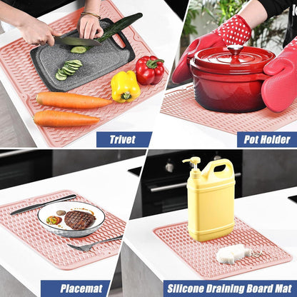 Silikon Abtropfmatte 30x40cm – Hitzebeständig & Rutschfest Blassrosa