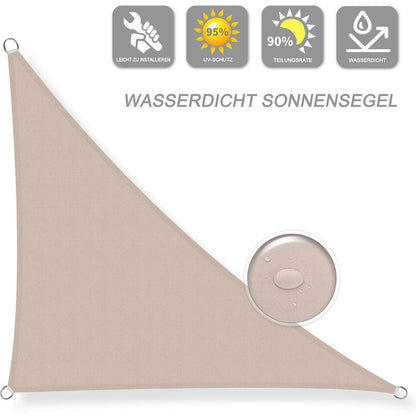 Wasserdichtes Sonnensegel 3x3x4.25m Taupe, 95% UV-Schutz