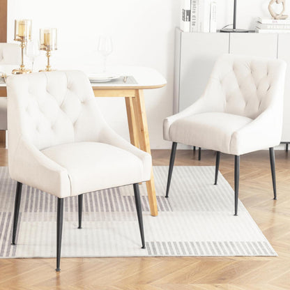 Esszimmerstühle 2er Set Beige mit Kissen & Hebel