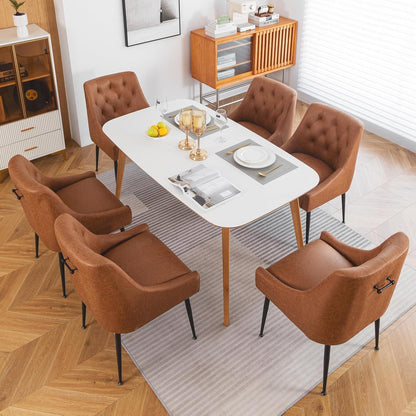 Esszimmerstühle 6er Set, Hellbraun mit Kissen & Hebel