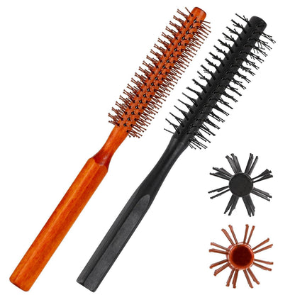 Kleine Rundbürste 2er-Pack Nylonborsten Holzgriff Lockenbürste