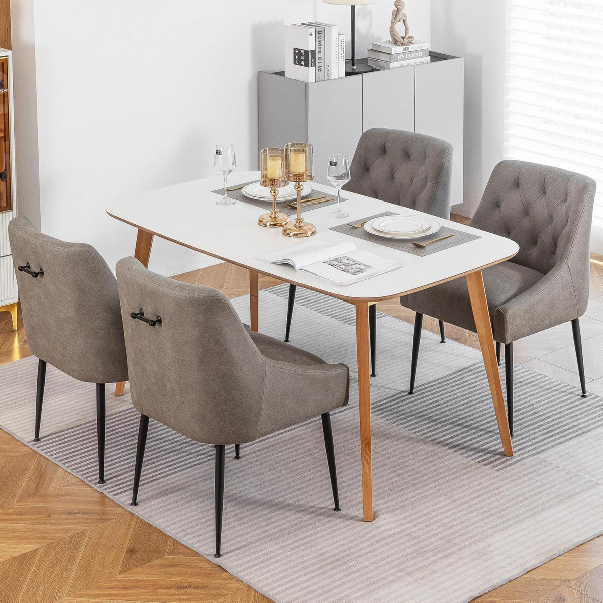 Esszimmerstühle Set 4 Grau | Modern, Bequem & Platzsparend