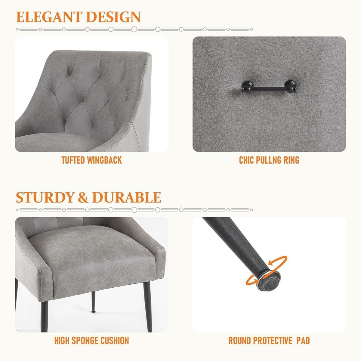 Esszimmerstühle Set 4 Grau | Modern, Bequem & Platzsparend