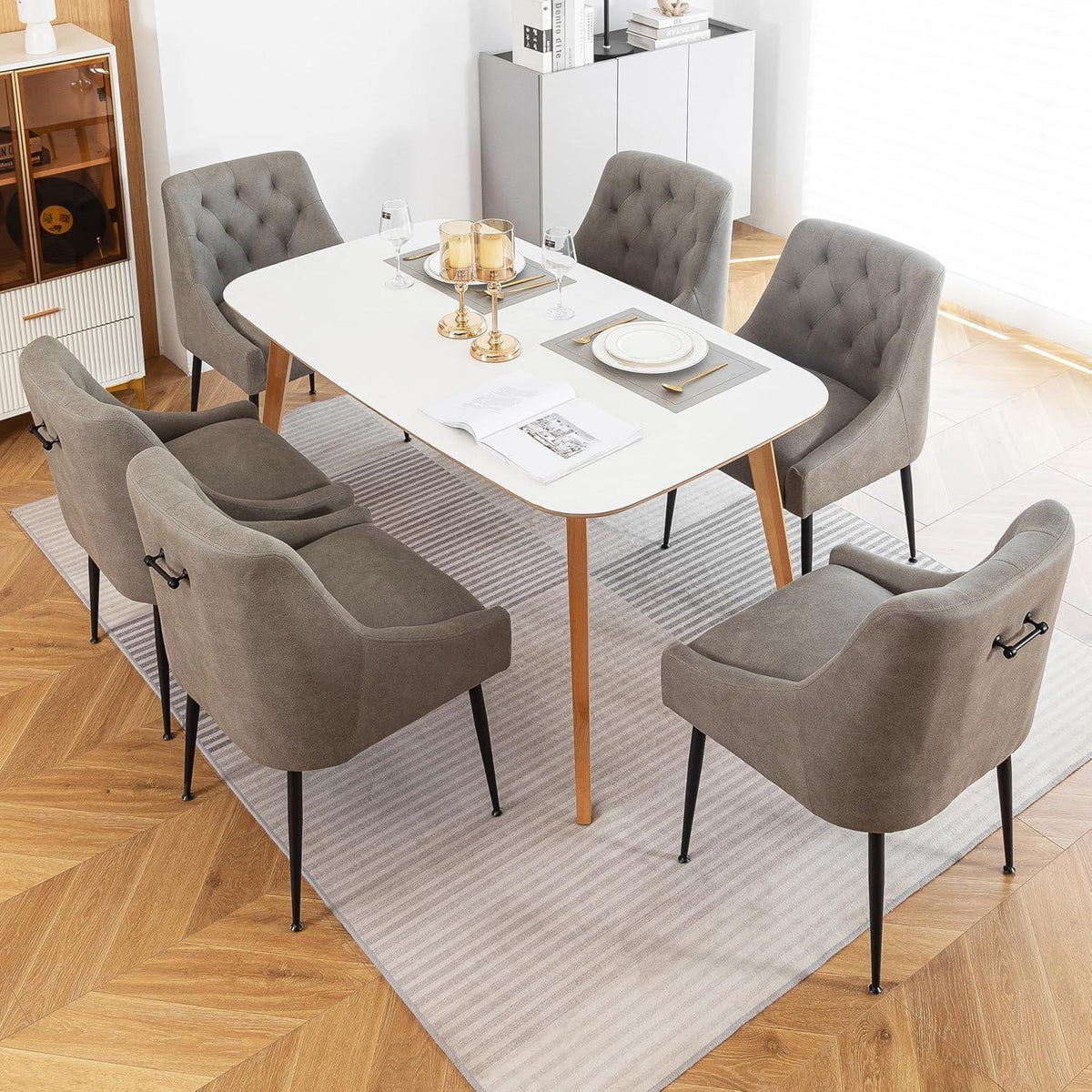 Esszimmerstühle Set 4 Grau | Modern, Bequem & Platzsparend