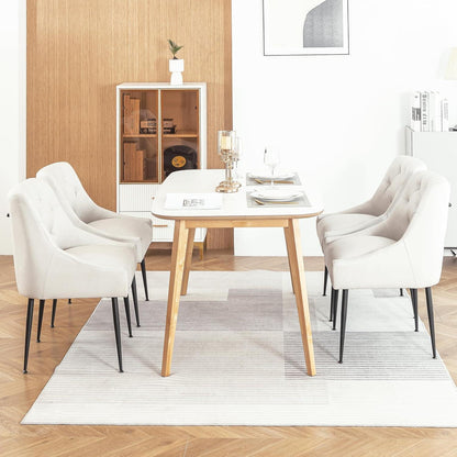 Esszimmerstühle 6er Set Beige mit Kissen & Hebel