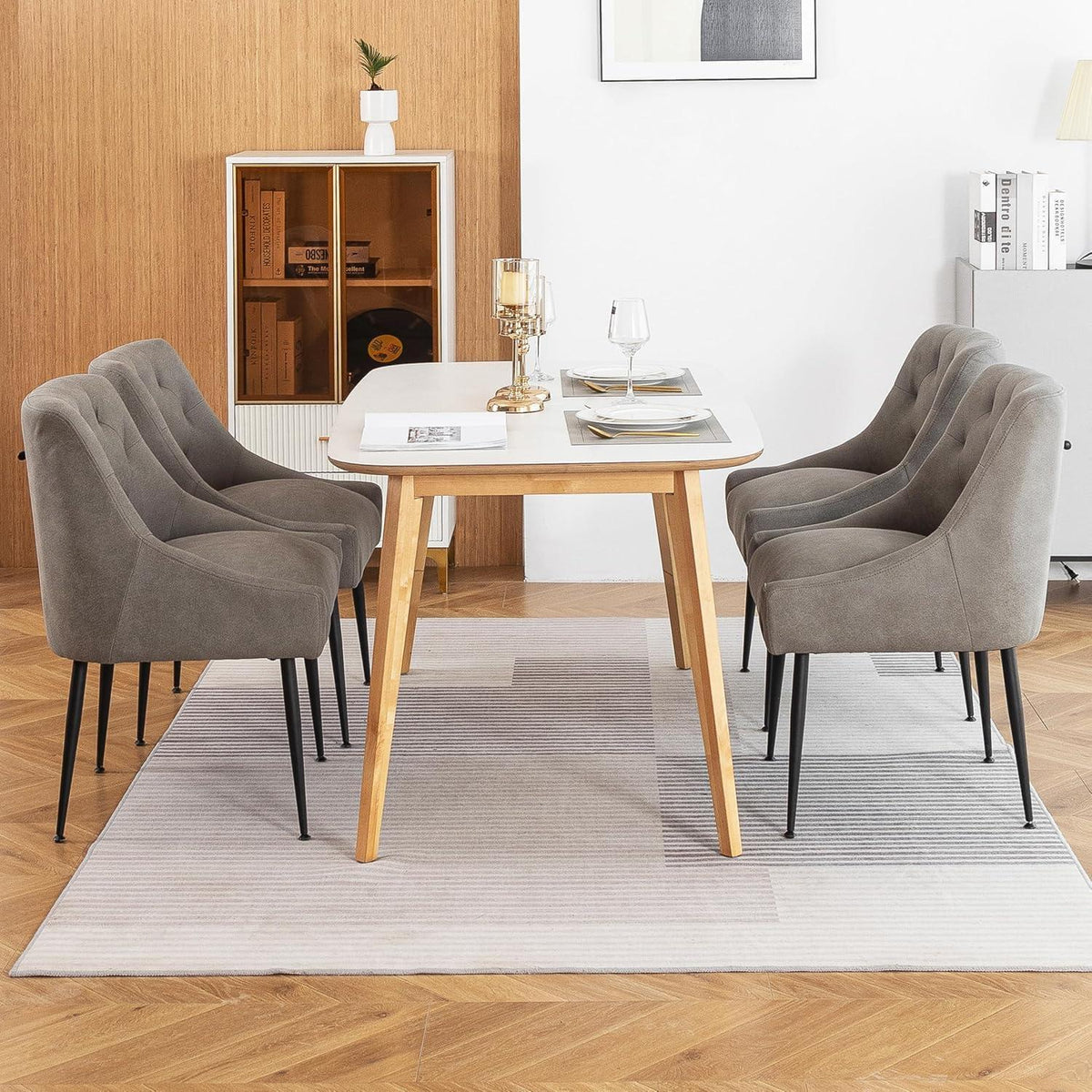 Esszimmerstühle 2er Set Grau mit Kissen & Hebel