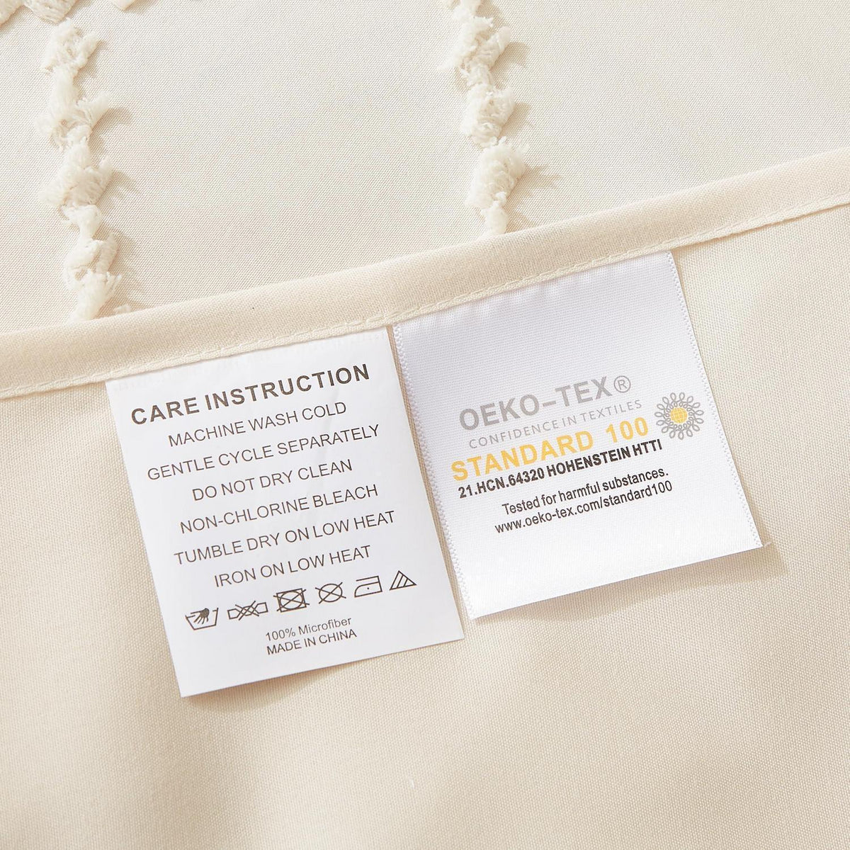 Beige Boho Bettwäsche-Set 200x200 | Getuftet & Kariert