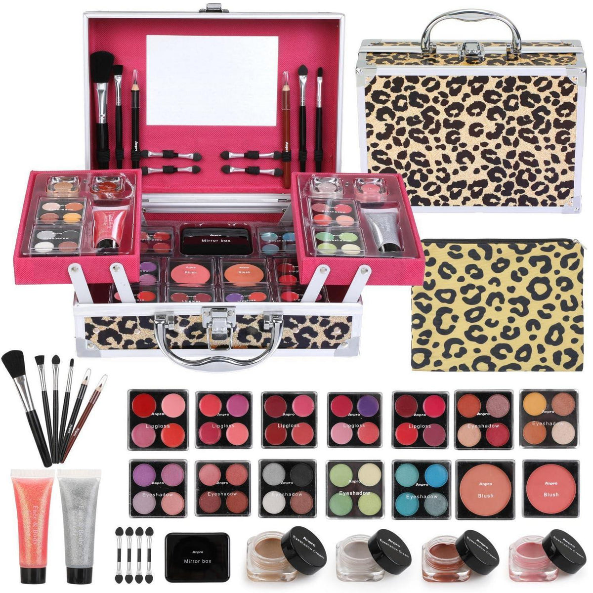 Make-Up Set für Mädchen mit Kosmetikkoffer Leopard Gelb