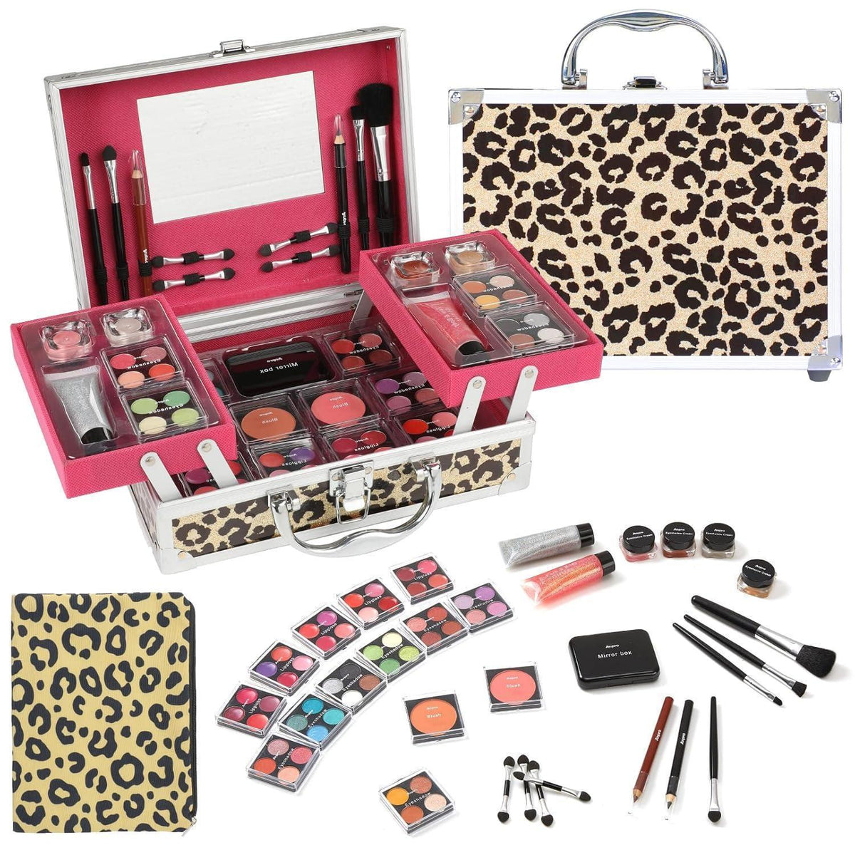 Make-Up Set für Mädchen mit Kosmetikkoffer Leopard Gelb