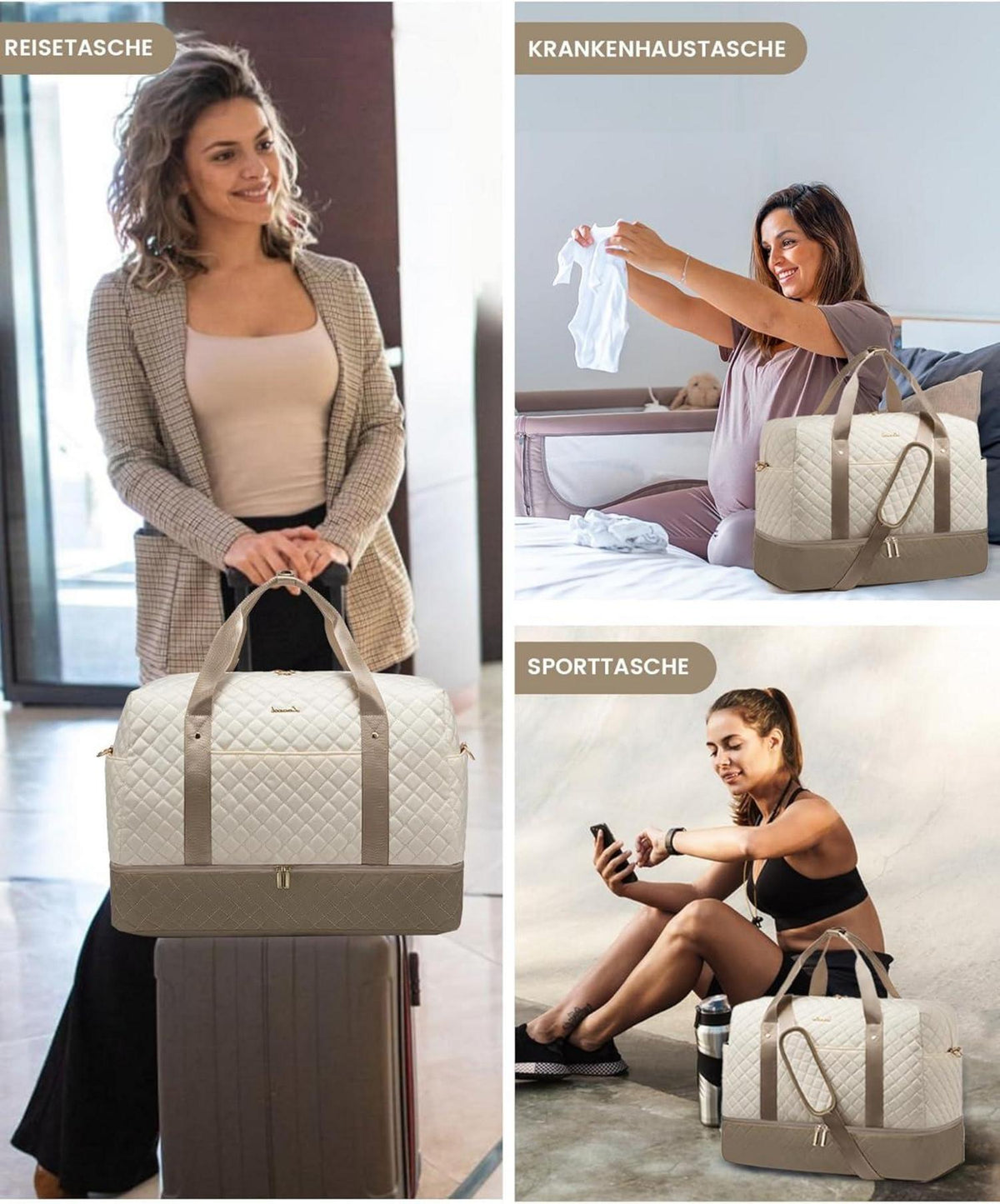 LOVEVOOK Damen Reisetasche Weekender Sporttasche mit Schuhfach 40L
