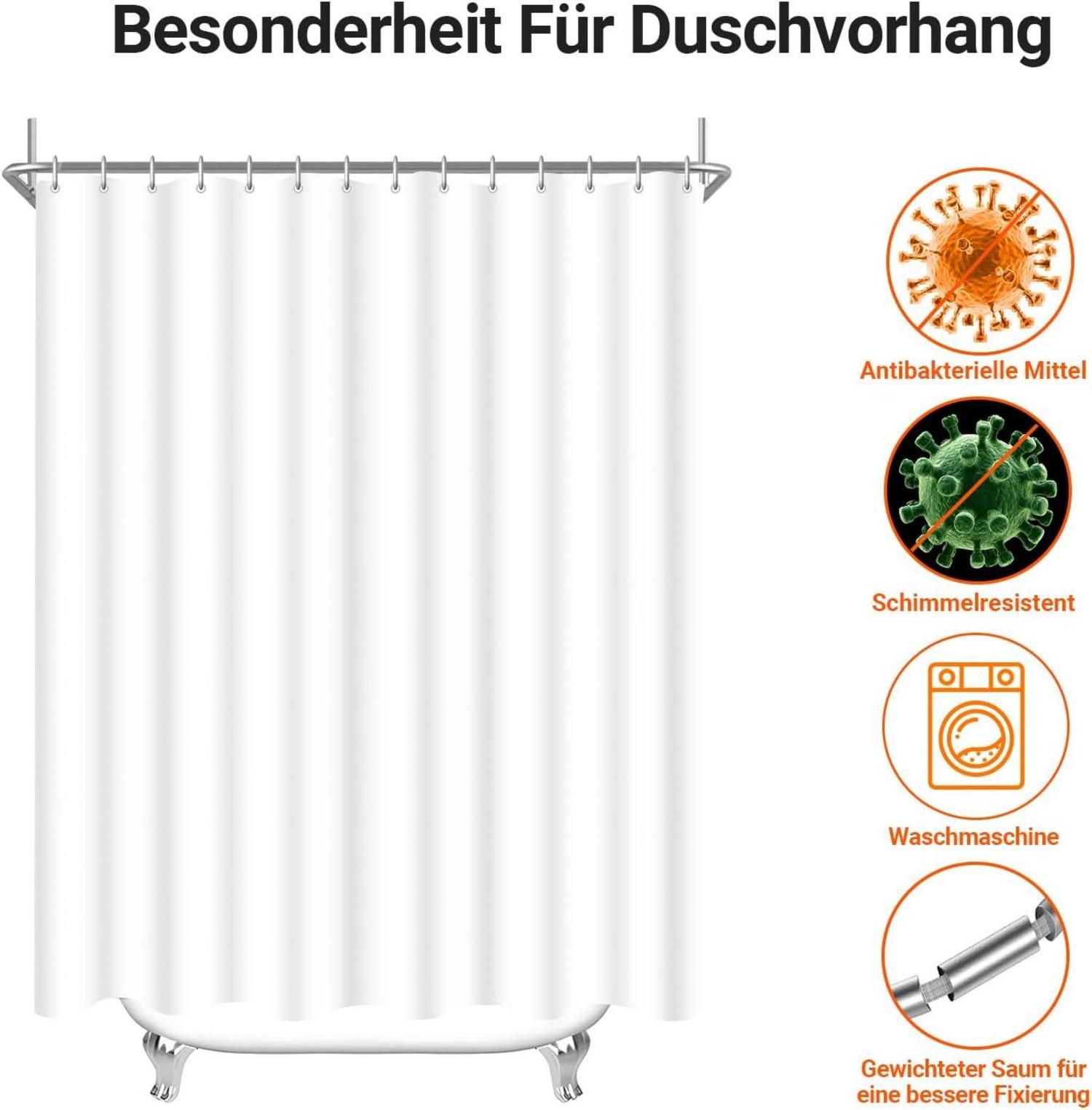 Duschvorhang 150x180cm Reinweiß Antischimmel Wasserabweisend Polyester