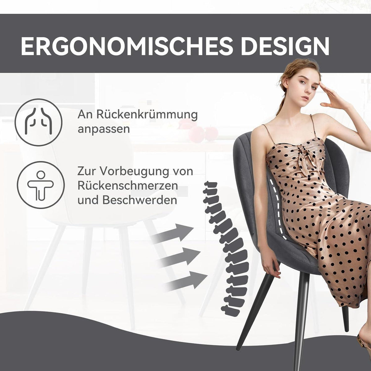 Esszimmerstühle 6er Set Dunkelgrau – Ergonomisch & Robust