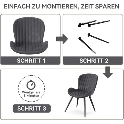 Esszimmerstühle 6er Set Dunkelgrau – Ergonomisch & Robust
