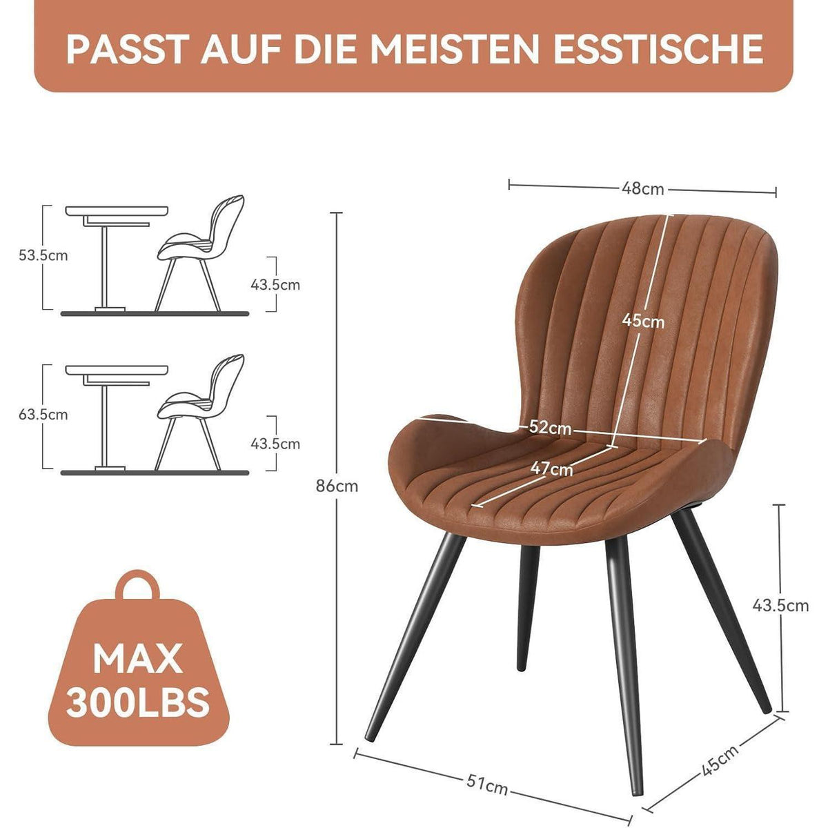 Esszimmerstühle 6er Set Braun – Ergonomisch & Robust