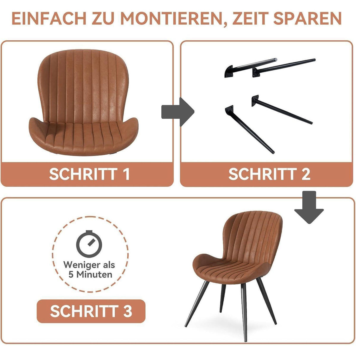Esszimmerstühle 6er Set Braun – Ergonomisch & Robust